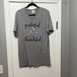 Atx Mafia Gray Short Sleeve Tee Grateful Thankful
